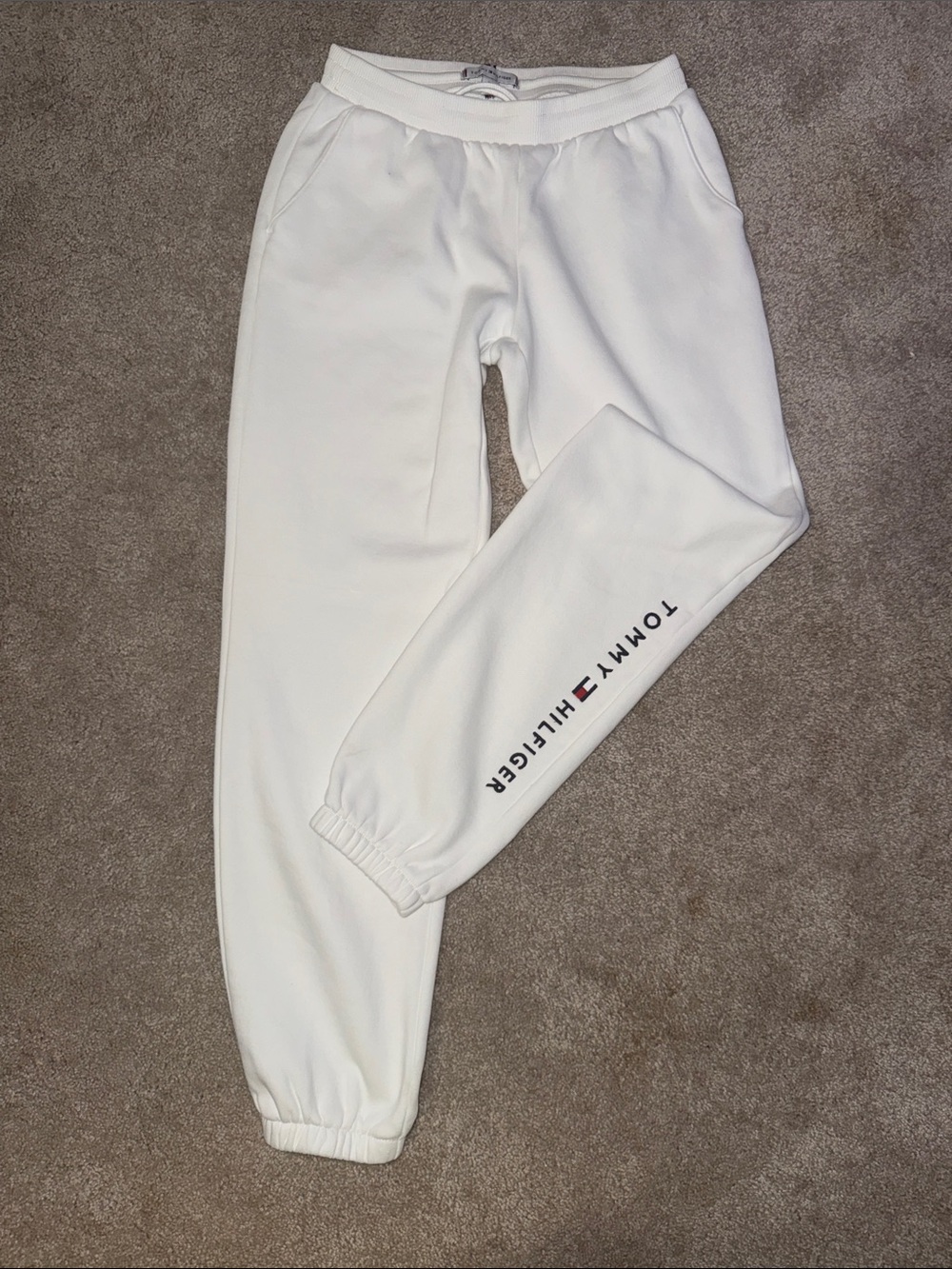 Tommy Hilfiger White Logo Jogger Sweatpants
